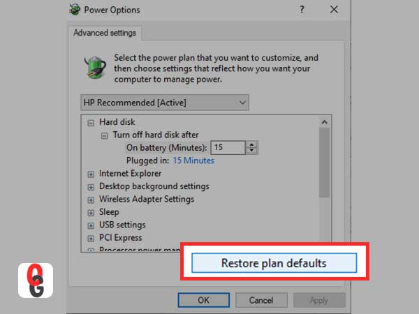 Restore plan defaults