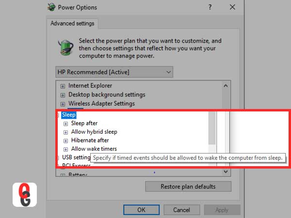 double-click on the sleep option