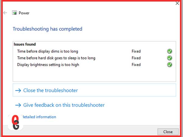 troubleshooter is completing