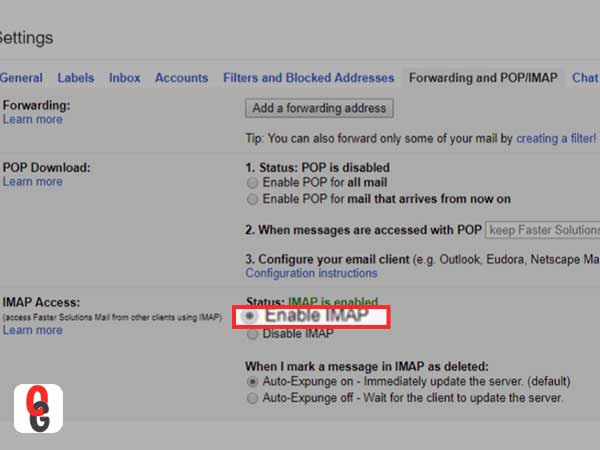 Enable IMAP