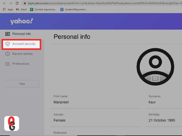 Go Yahoo Account Security Page