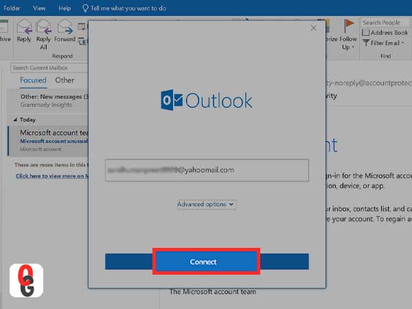 Enter Yahoo Mail Address and Click on connect