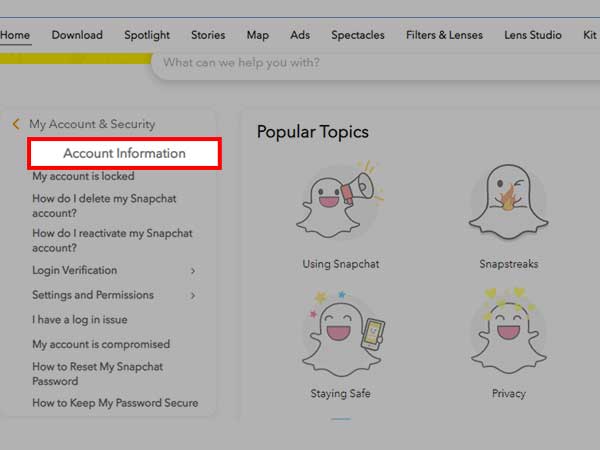 Inside My Account & Security, click on ‘Account Information’ option.