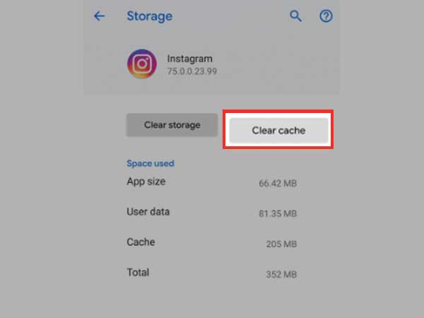 Tap on ‘Storage’ followed by the ‘Clear Cache’ button.
