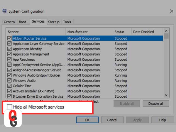 hide all Microsoft devices checkbox