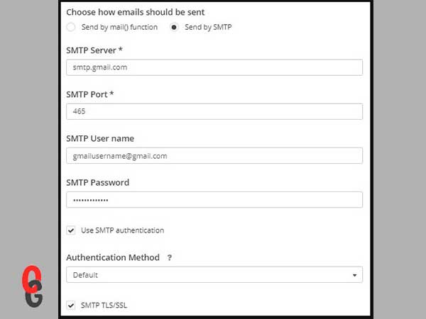 Gmail SMTP server settings