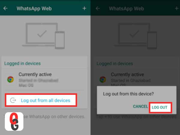 Log out of Whatsapp web from iPhone or android