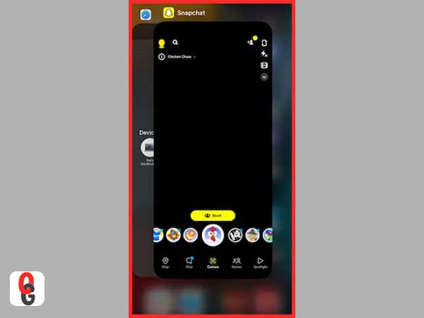 ‘Swipe up Snapchat Application’ to “Close” it.