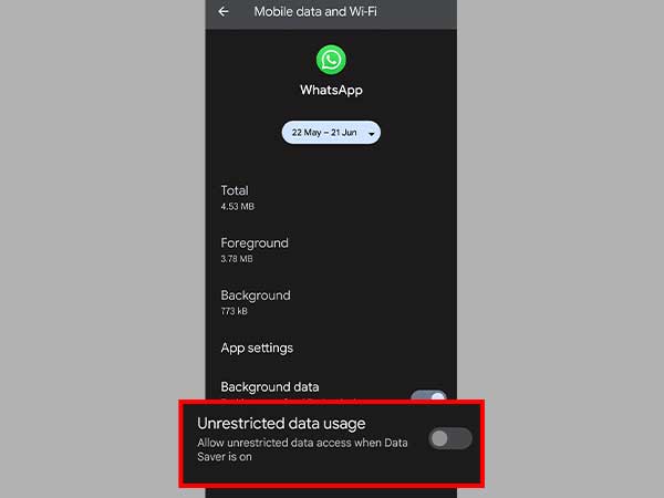 WhatsApp Unrestricted Data Usage