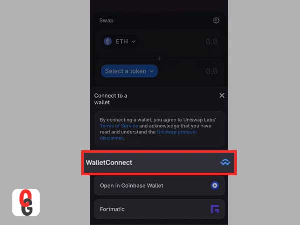  Tap on ‘WalletConnect’ from the list of options.