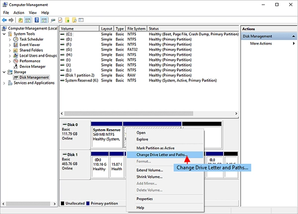 change the drive letter and paths