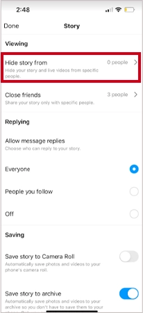 Choose Hide Story From option