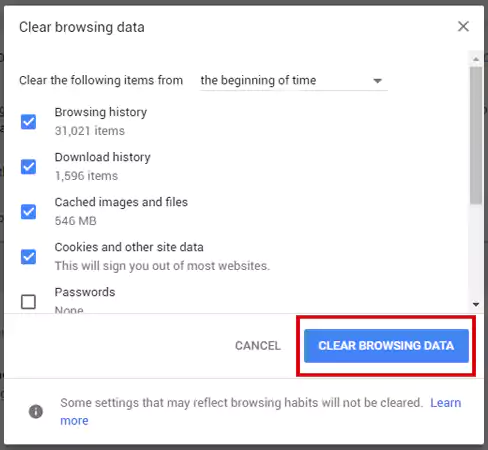 Click on Clear browsing data button to optimize your web browser