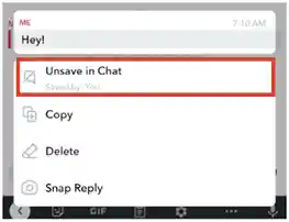 Click on “Unsave in Chat”
