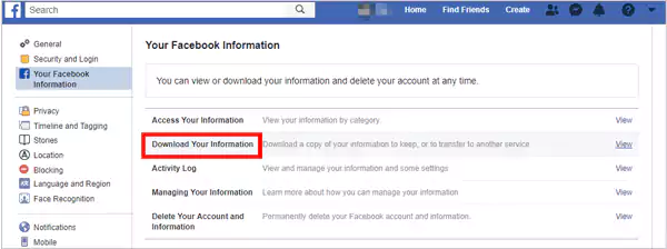 Download your Information
