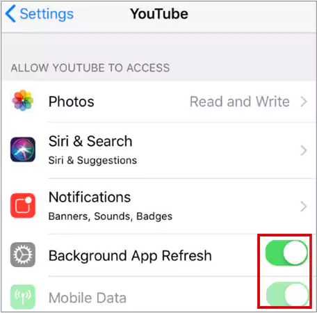 Enable Permissions to YouTube on iPhone