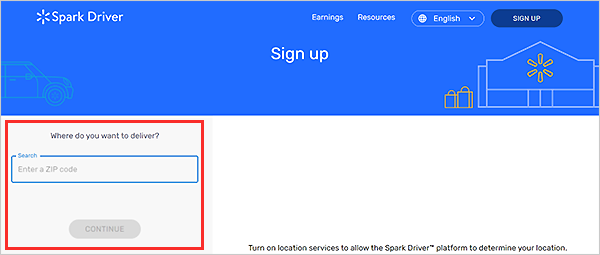Enter the ZIP code and click Continue.