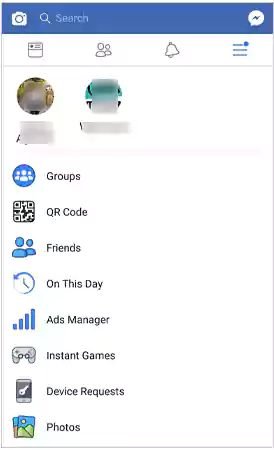 Facebook Drop Menu