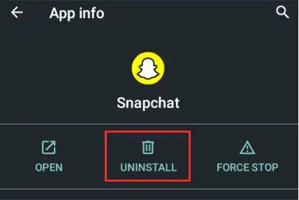 Go to ‘App Info’ and ‘Uninstall’ Snapchat app from your smartphone.