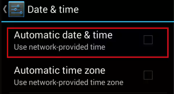 Go to the Automatic date and time section and turn the option On