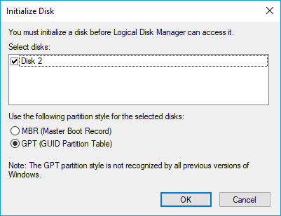 initialize disk