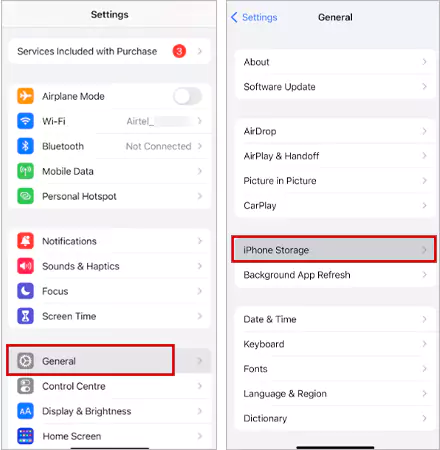 Navigate to General then iPhone Storage