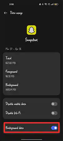 Navigation Towards Background Data for Snapchat