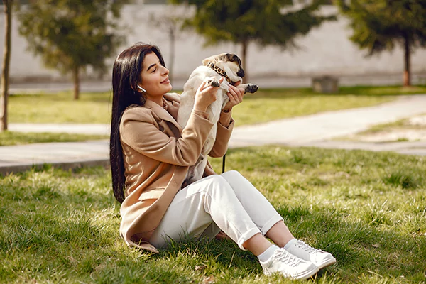 playing with puppy