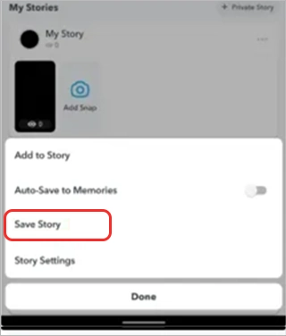 Select ‘Save Story’ from the options.