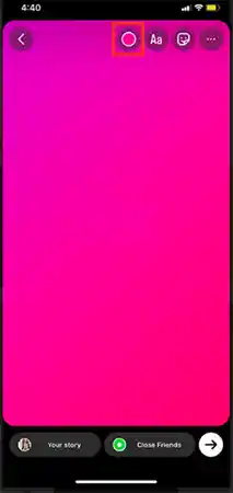 Select a ‘Color’ from the color palette to fill your IG story background.