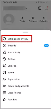 Select Settings and privacy