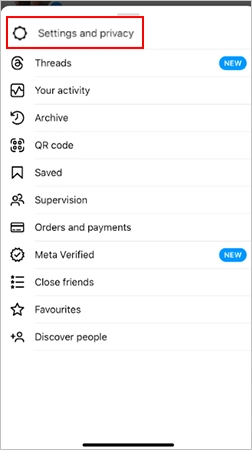 Select Settings & Privacy from the menu