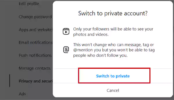 Select Switch to Private