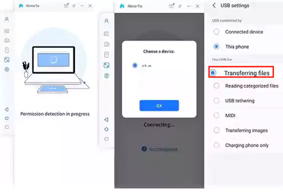 Select the ‘Transferring Files option