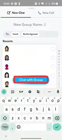 Tap on ‘Chat with Group’ to start your group chat.