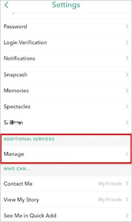 Tap on ‘Manage’ under Additional services.