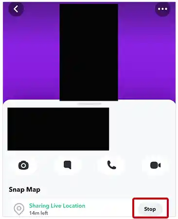  Tap on ‘Stop’ under the ‘Snap Map’ section.