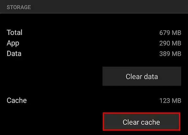 Tap on Clear Cache