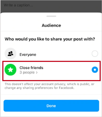 Tap on Close friends option