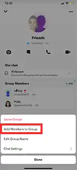 Tap on the ‘Group name’ and select the ‘Add Members to Group’ option.