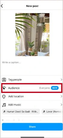 Tap on the audience selector