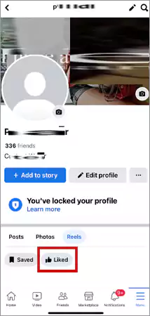 Tap on the liked tab within the Reels section