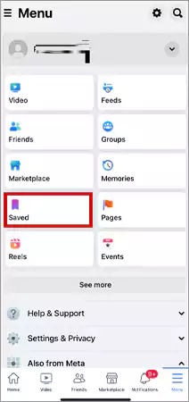 Tap the Saved shortcut