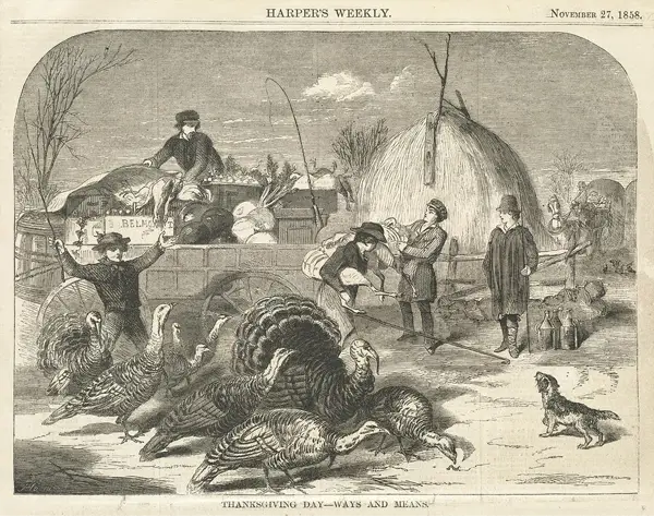 A depiction of Thanksgiving in 1858, by Winslow Homer.