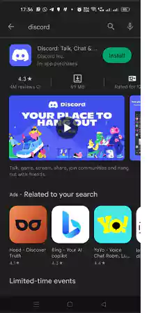 The Discord app on PlayStore
