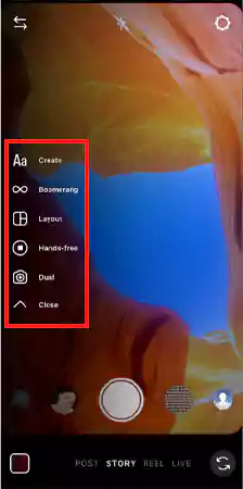 Use the different camera modes to make your IG Story visually appealing
