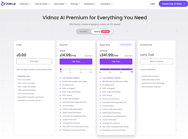 Vidnoz can create videos at less cost.
