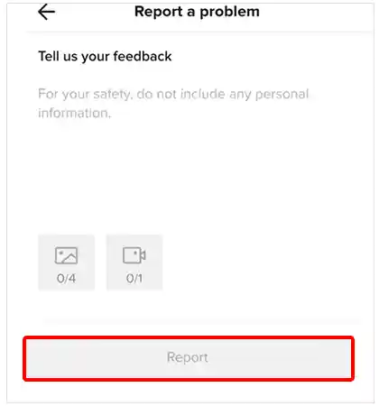 Write a ‘Message’ to the TikTok support team and tap ‘Report.’